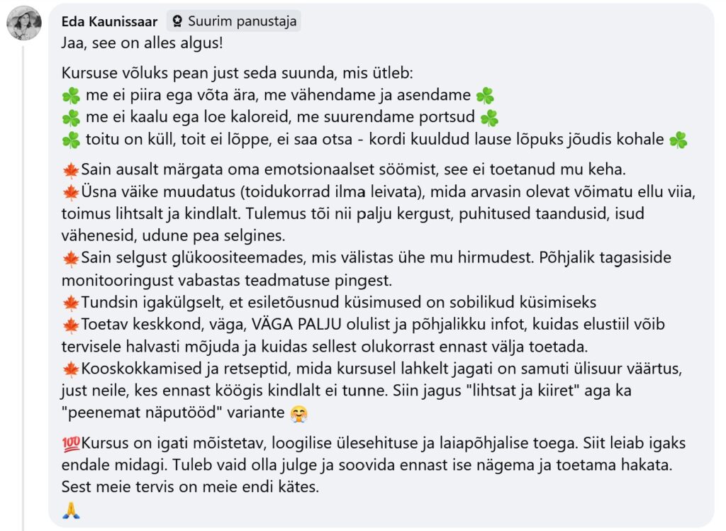 Eda Kaunissaar tagasiside_Vabadus toiduga_09.25