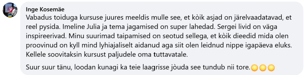 Inge Kosemäe tagasiside_Vabadus toiduga_25